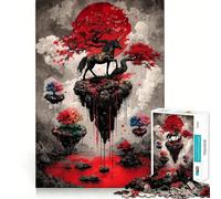 Unicorn on Floating Island with Red Moon Jigsaw 1000 Piece Mind Skill Play Stable Fit No Shifting Parts Enjoyable Pastime for Long Weekends (50x75cm)