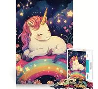 Unicorn on Rainbow 1000-piece Jigsaw Puzzles Brain Focus Game Expert Cutting Craftsmanship Fascinating Hobby for Idle Moments (38x26cm)