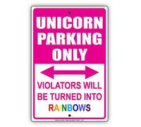 Unicorn Parking Only Violators Will Be Turned Into Rainbows Humor Gift Kids Party Notice Aluminum Note Metal Tin Vintage Metal Sign 8X12 Inches