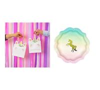 Unicorn Party Bags 6pk & Unicorn Paper Plates Bundle