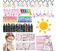 Unicorn Party Bags Fillers, 104 Pieces Unicorn Party Bag Fillers for Girls, Party Favors Balloon Keychains Stamper Bookmark Age 3-12 Kids Classroom Rewards Birthday Halloween Christmas Party