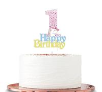 Unicorn Party Cake Toppers: Girls' 1st Birthday Set - Happy 1st Birthday Decor