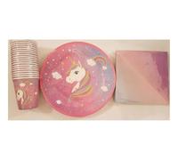 Unicorn Party Set - Unicorn Plates, Cups, Napkins & Tablecloth | Unicorn Birthday Decorations for Girls | Unicorn Cake Topper, Balloon, Banner & Party Bags | Magical Unicorn Tableware & Party Supplies