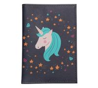 Unicorn Passport Covers Magical Unicorn Themed Women's Girls Travel Documents Holder Holiday ID (Black)