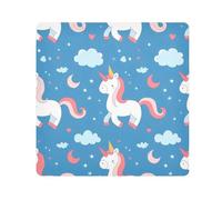 Unicorn Pattern for Textile Camera Wrap Cloth, Squares Magic Self-Adhesive Cloth for Lens Camera Anti-Scratch Lens Protector Makeup Wrap Cloth Bag 17.7" x 17.7"