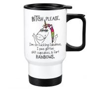 Unicorn Pee Glitter Personalised Colour Travel Mug For Girls And Teens Gift | Double Walled Insulation | Comfortable Handle | Reusable Design | UK Printed