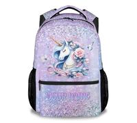 Unicorn Personalised Kids Backpack - Custom Girls School Backpack with Name, Lightweight Nursery & Primary School Bag