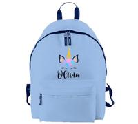 Unicorn Personalised Text Back To School Kids Any Name Girls Boys Happy First Day At School Backpack Bag Back to School Supplies #BS Sky Blue Bag Pack
