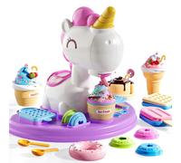 Unicorn Play Color Dough Set, Playdough Set with Ice Cream Maker Accessories, Art Crafts Food Toys Modelling Clay Set, Dough Tools Kit for Kids Ages 3+ (12 Colors Dough)