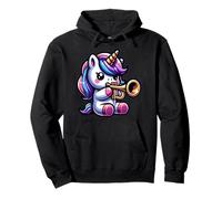 Unicorn Playing Trumpet Fantasy Whimsy Pullover Hoodie