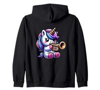 Unicorn Playing Trumpet Fantasy Whimsy Zip Hoodie