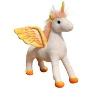 Unicorn Plush, Soft Cuddly Pegasus Stuffed Animal Doll with Shiny Horns Wings Soft Snuggly Playtime Companions for Childrens(Orange,35cm/13.8in)