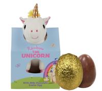 Unicorn Plush Toy with 50g Milk Chocolate Easter Egg - Kids Easter Gift Set with Soft Cuddly Unicorn & Hollow Chocolate Egg - Fun Easter Basket Filler (Unicorn)