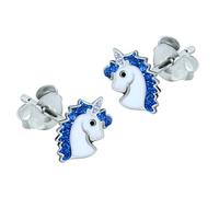 Unicorn Pony Earrings with Sparkly Blue Glitter Effect - 925 Sterling Silver