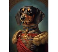 Unicorn Posters A2 POSTER (24/16.5 inch) (60/42cm) - Dachshund in Decorative Blue and Red Uniform with Medallion Noble Dog Portrait Art