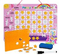 Unicorn Potty Training Chart for Girls with Stickers & Star Magnets, Motivational Reward Chart for Kids, Includes Erasable Pen & Eraser with Fun Stickers and Hook, Unicorn Theme