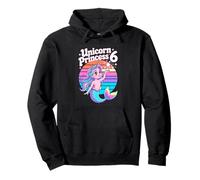 Unicorn Princess 6 Rainbow Mermaid Birthday Girl Pullover Hoodie