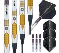 Unicorn Soft Tip Professional Darts Set | Pro-Tech Style 1 | 70% Natural Tungsten Barrels with Golden Accents | Epic Tips | 17 g