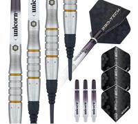 Unicorn Soft Tip Professional Darts Set | Pro-Tech Style 5 | 70% Natural Tungsten Barrels with Golden Accents | Epic Tips | 18 g
