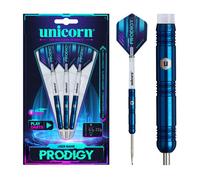 Unicorn Darts Set U-Tech | Prodigy Style 1 | 95% Tungsten Barrels with Navy Blue Titanium PVD Coating & Intricately Machined Grip Rings | Durable Ultrafly Flights | Steel Tip Volute Points | 26 g