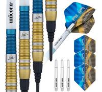 Unicorn Professional Darts Set | Gary 'The Flying Scotsman' Anderson Duo | 80% Tungsten Barrels with Two-Tone Blue & Golden Titanium Coatings | Soft Tip Epic Points | 18 g