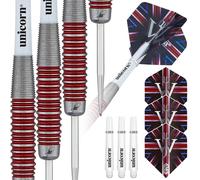 Unicorn Professional Darts Set | James 'The Machine' Wade | 90% Tungsten Barrels with Red Ring Accents | Steel Tip Volute Points | 24 g