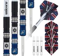 Unicorn Professional Darts Set | James 'The Machine' Wade | 90% Tungsten Barrels with Two-Tone Blue & Black Titanium Coatings | Steel Tip Volute Points | 21, 23 or 25 g