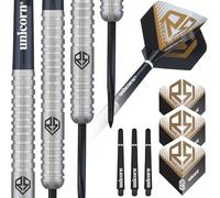 Unicorn Professional Darts Set | Ross 'Smudger' Smith | 90% Natural Tungsten Barrels with Laser Etched RS & U Logo Hallmark | Steel Tip Black Volute Points | 24 g