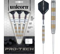 Unicorn Steel Tip Darts Set | Pro-Tech Style 3 | 90% Natural Tungsten Barrels with Golden Accents & Volute Points | 25 g