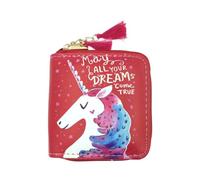 Unicorn PU Zipper Wallet, Red Short Cartoon Purse, Secure Storage | Lightweight Design for Notes and Cheques, Easy Daily Carry, Suitable Shopping Accessory, Gift Choice