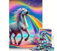 Unicorn Puking Rainbow 1000 Piece Jigsaw Puzzles Mental Dexterity Gentle Engagement Flawless Fit (50x75cm)