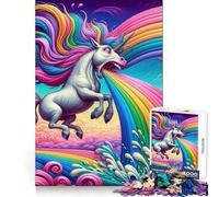 Unicorn Puking Rainbow Adult Jigsaw Puzzles 1000 Pieces Brain Agility Easy Enjoyment Secure Join Fine Xmas Gift (50x75cm)