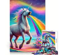 Unicorn Puking Rainbow for Adults 1000 Piece Puzzle Mental Focus Pleasant Downtime Snug Fit Festive Surprise (38x26cm)