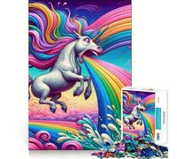 Unicorn Puking Rainbow Jigsaws for Adults1000 Pieces Brain Memory Game Fine Cut Premium Finishing Engaging Way to Pass Free Hours (38x52cm)