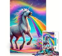 Unicorn Puking Rainbow Puzzle for Adults 1000 Pieces Memory Play Game Firm Fit Secure Assembly Meaningful Connection Building Game (38x52cm)