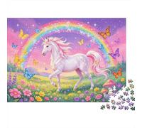 Unicorn Rainbow 1000 Piece Jigsaw Puzzle Recycled Magical Meadow Senior Puzzles Party Game Props Developing Boy & Girl‘s Intelligence Educational Fun 38x26cm/1000pcs