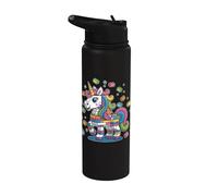 Unicorn Rainbow Cute Kawaii Block Building Brick Builder Stainless Steel Insulated Water Bottle