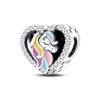 Unicorn Rainbow Father Son I Love You Heart Mother Daughter Angel Lucky Camera Charm Bead Pendant 925 Sterling Silver Compatible With Pandora Charm Moments Bracelet (Unicorn I Love You Heart)