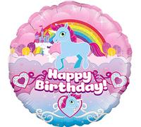Unicorn Rainbow Happy Birthday Holographic Round Foil Balloon 45cm (18")
