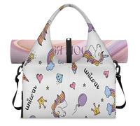Unicorn Rainbow Heart Cute Sports Duffel Bag for Women Men Unicorn Weekend Overnight Bag with Shoe Compartment Shoulder Tote Luggage Bag for Yoga Gym Travel