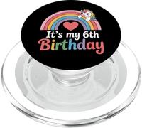 Unicorn Rainbow It's My 6th Birthday Star Fun Girls PopSockets PopGrip for MagSafe