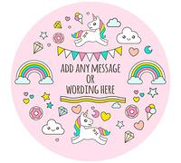 Unicorn Rainbow Magical - Any Size (4in - 7.5in) Personalised Edible Cake Topper on Premium Icing