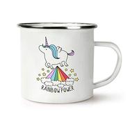 Unicorn Rainbow Power Retro Enamel Mug Cup