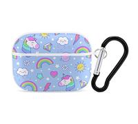 Unicorn Rainbow Print Case Cover for AirPods Pro Case 2nd/1st Generation with Key Chain Full Protective Durable Shockproof Wireless Headphone Case PC Hard