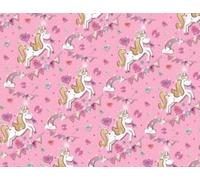 Unicorn Rainbows Stars Hearts Gift Wrapping Paper 1 Sheet & Matching Gift Tag