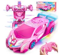 Unicorn Remote Control Transform Cars Girls Toys With Eye & Underbody Cool Lights, 2.4GHz Robot RC Car Toys One-Button Deformation & Fast 360°Rotation, Girls Games Xmas Gift age 3 4 5 6 7 8 9 10 11 12