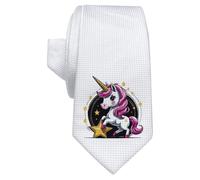 'Unicorn Riding And A Star ' White Tie/Necktie with Gift Box (AT00017593)