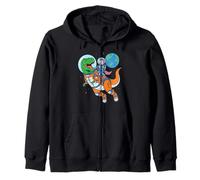 Unicorn Riding Dinosaur Space Adventure Fantasy Explorer Zip Hoodie
