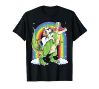 Unicorn Riding Dinosaur T rex Boys Girls Men Women Rainbow T-Shirt
