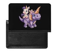 Unicorn Riding Dinosaur Triceratops Passport Wallet Cute Passport Case with Card Slot Travel Passport Holder Cover